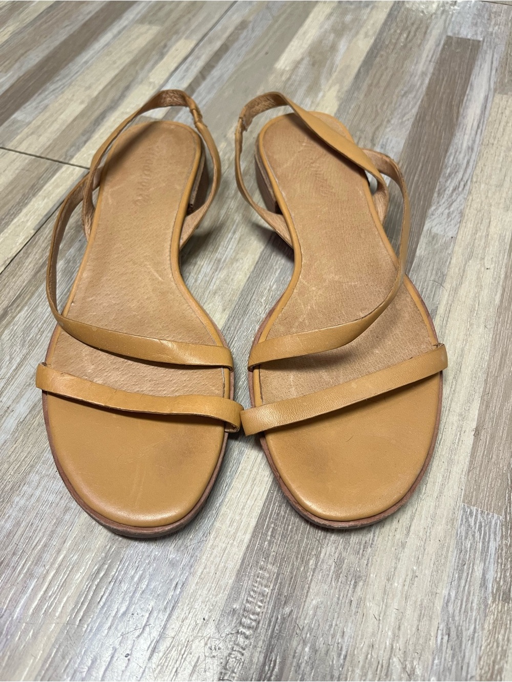 Madewell Tan Leather Strappy Sling Sandals